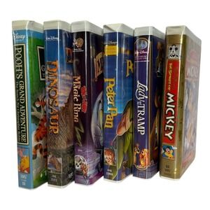 Disney VHS Lot Poohs Grand‎ Adventure Dinosaur Peter Pan Lady Tramp Mickey Mouse